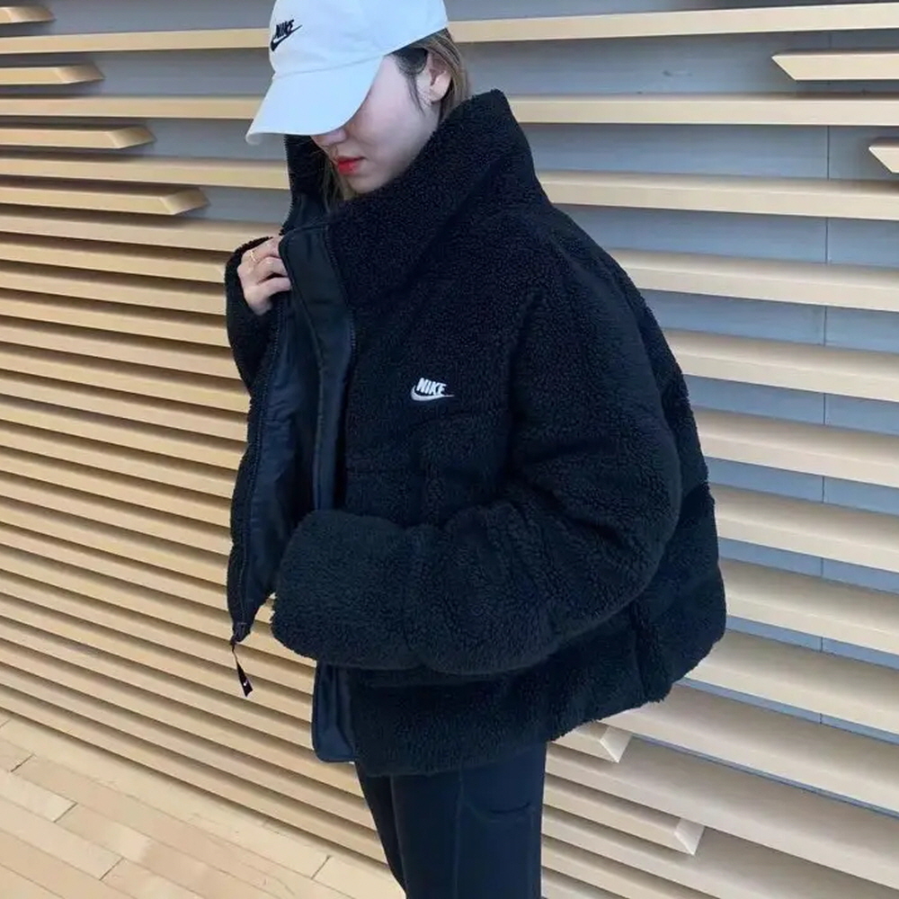 나이키 써마핏 셰르파 뽀글이 여성 숏 크롭 패딩 블랙 DD4655-010 - 상세 이미지 3