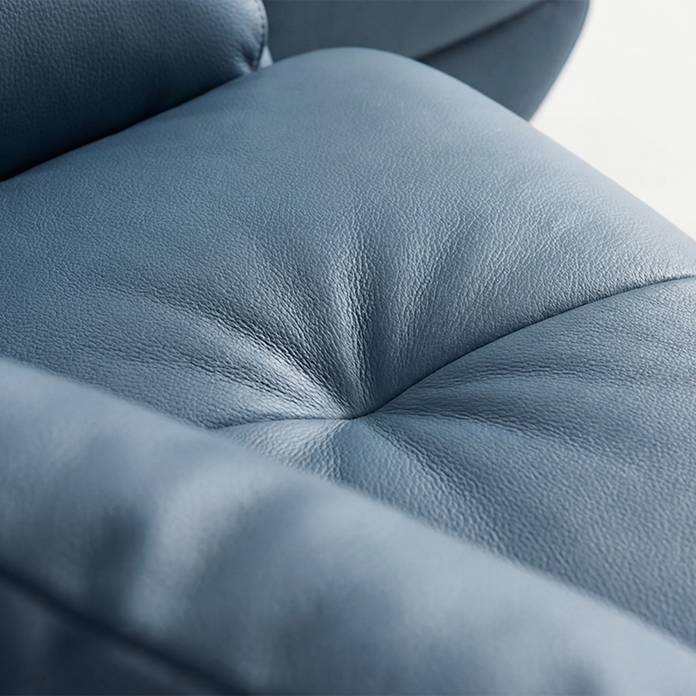베른 물소가죽쇼파 넓은쇼파 천연가죽 다크블루, 3인용