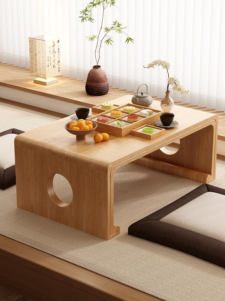 좌식 우드 좌탁 다다미 찻상 완제품 티테이블 좌식탁자 원목 내추럴 우드 60 x 40x30cm - 상품 이미지