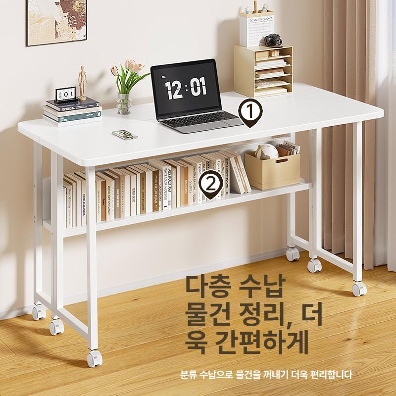 접이식 노트북 데스크 기숙사 바퀴형 간이 보조 이동식 80 x 40cm - 상세 이미지 3