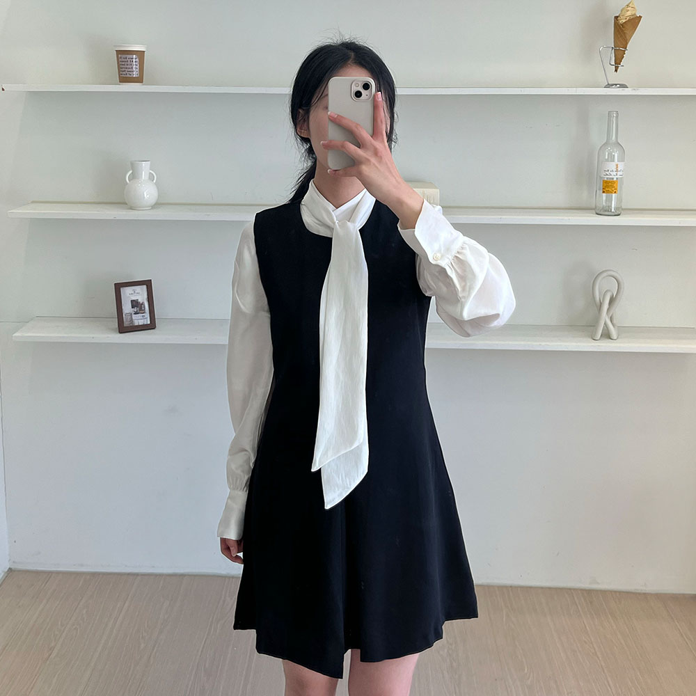하이넥블라우스 하객 스카프 새틴 타이블라우스 아이보리, FREE(One size) - 상세 이미지 5