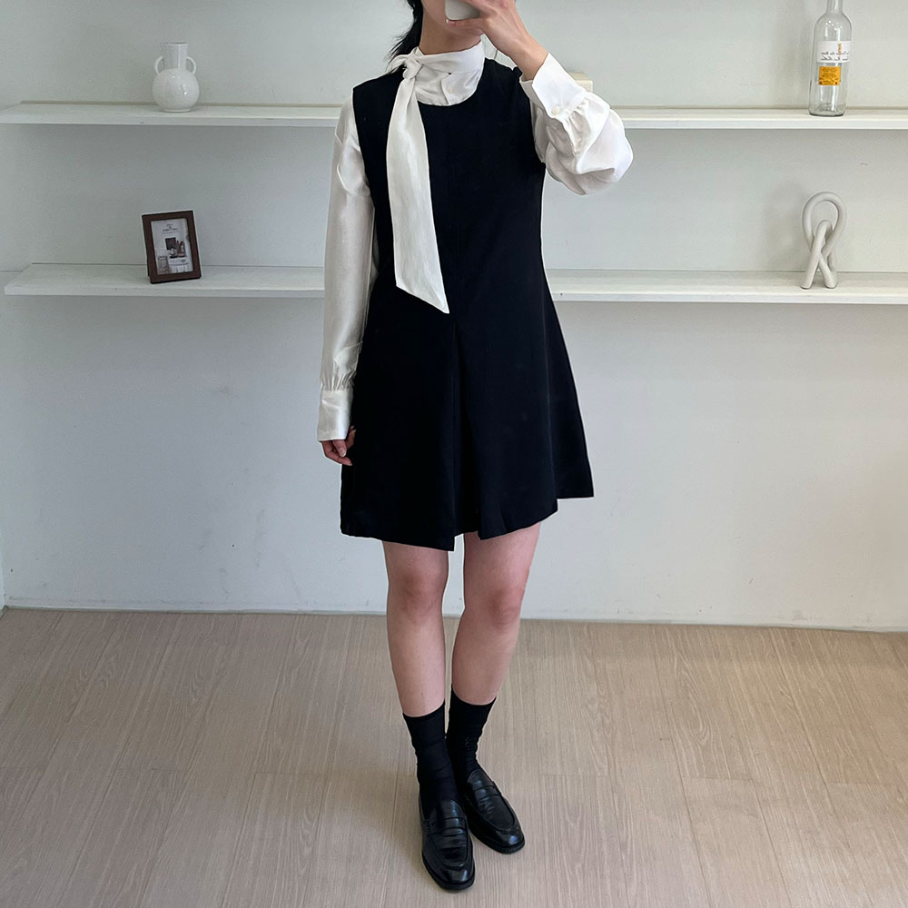 하이넥블라우스 하객 스카프 새틴 타이블라우스 아이보리, FREE(One size) 이미지 7
