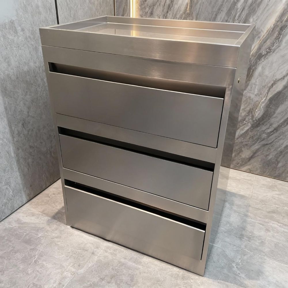 스테인리스 이동식 미용 카트 다층 트레이 작업 수납 G형 3단 35x35x80 스테인리스 - 상세 이미지 4