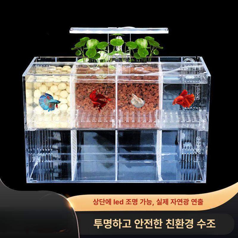 베타 아크릴 수조 칸어항 칸막이 구피 열대어 배면 분할 4구획 표준형 기본형+바닥커버+수중펌프 - 상세 이미지 4