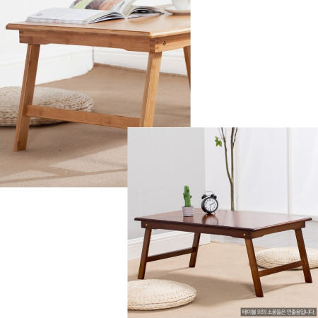 2인 좌식 책상 좌탁 라운드 접이식 원목 간이 밥상 테이블 80 x 50cm 월넛