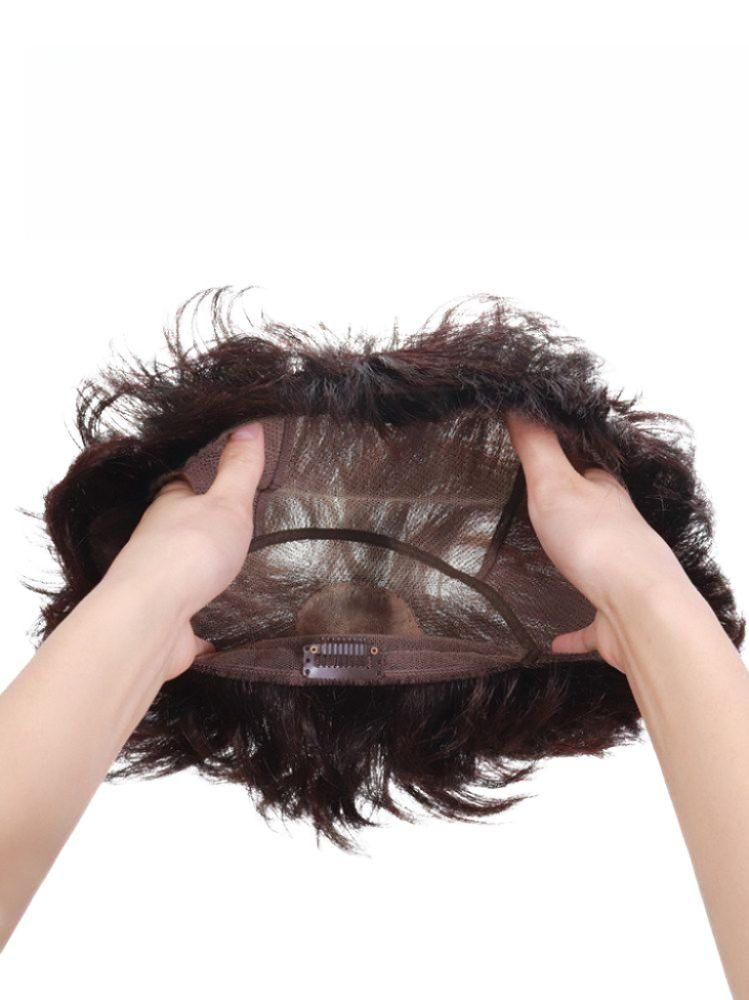 항암가발인모 숏컷 중년 여자 항암 정수리 항암가발 머리 여성용 인모 볼륨 - 상세 이미지 2