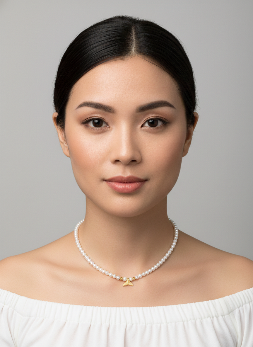 24K골드(고래꼬리 펜던트) 3mm 담수진주 목걸이 - 상세 이미지 5