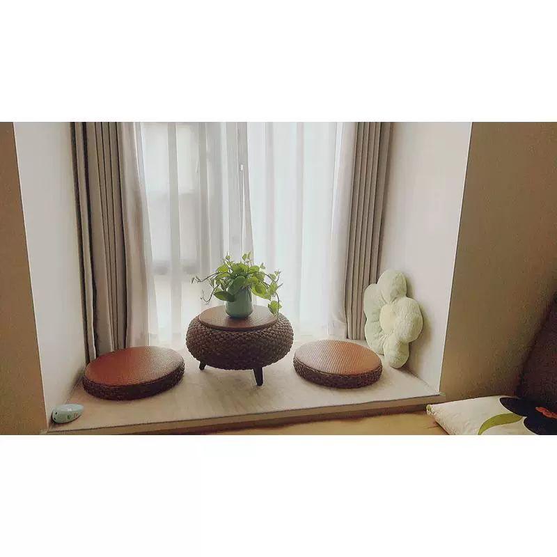 라탄 좌식테이블 원형테이블 카페 미니 커피테이블 원목 찻상 - 상세 이미지 2