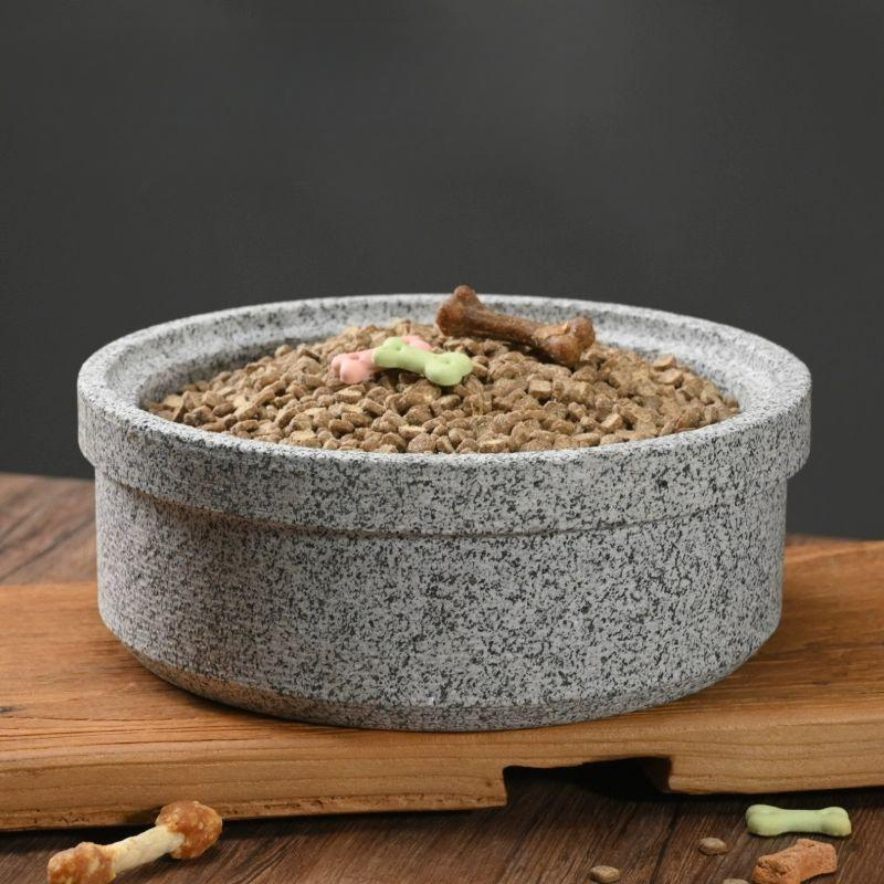 강아지 밥그릇 안움직이는 그릇 반려견 애견 사료접시 물 돌무늬 강아지 그릇 지름 28cm - 상품 이미지