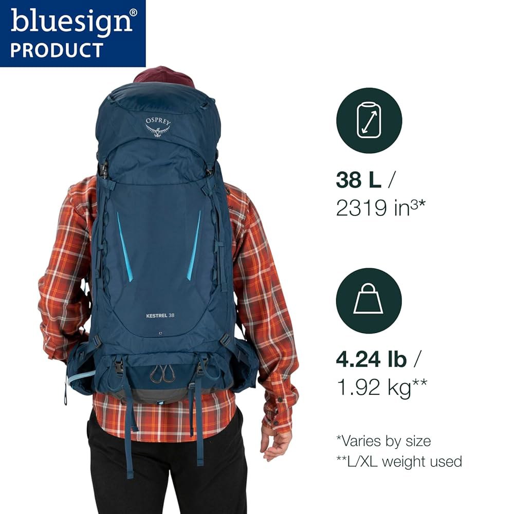 오스프리 케스트렐 38L 남성 백팩, 분재 그린, L/XL Small-Medium Atlas Blue - 상세 이미지 2