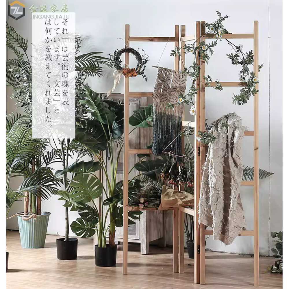 원목 사다리 행거 우드 옷걸이 나무 스탠드 선반 랙 40x180cm - 상세 이미지 2