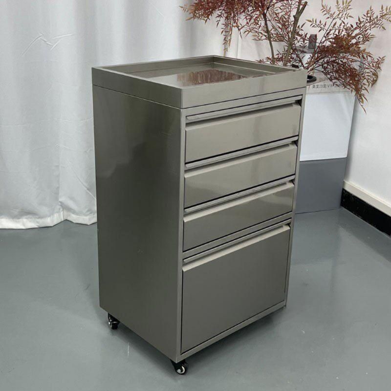 스테인리스 이동식 미용 카트 다층 트레이 작업 수납 G형 3단 35x35x80 스테인리스 - 상세 이미지 2
