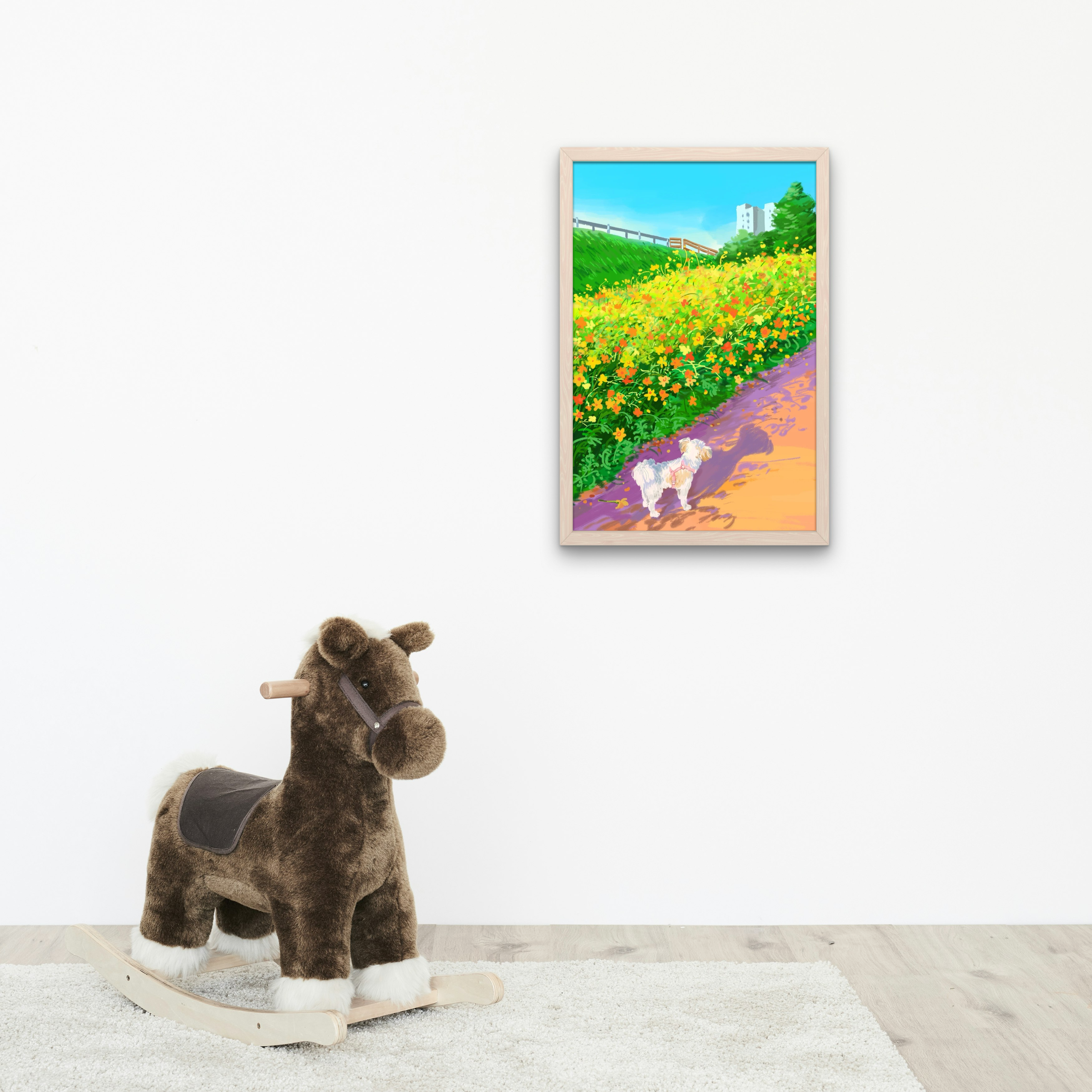 씨솔아틀리에 봄 들꽃 강아지와 산책 풍경아트프린트 A4/A3/A2/A1 - 상세 이미지 5