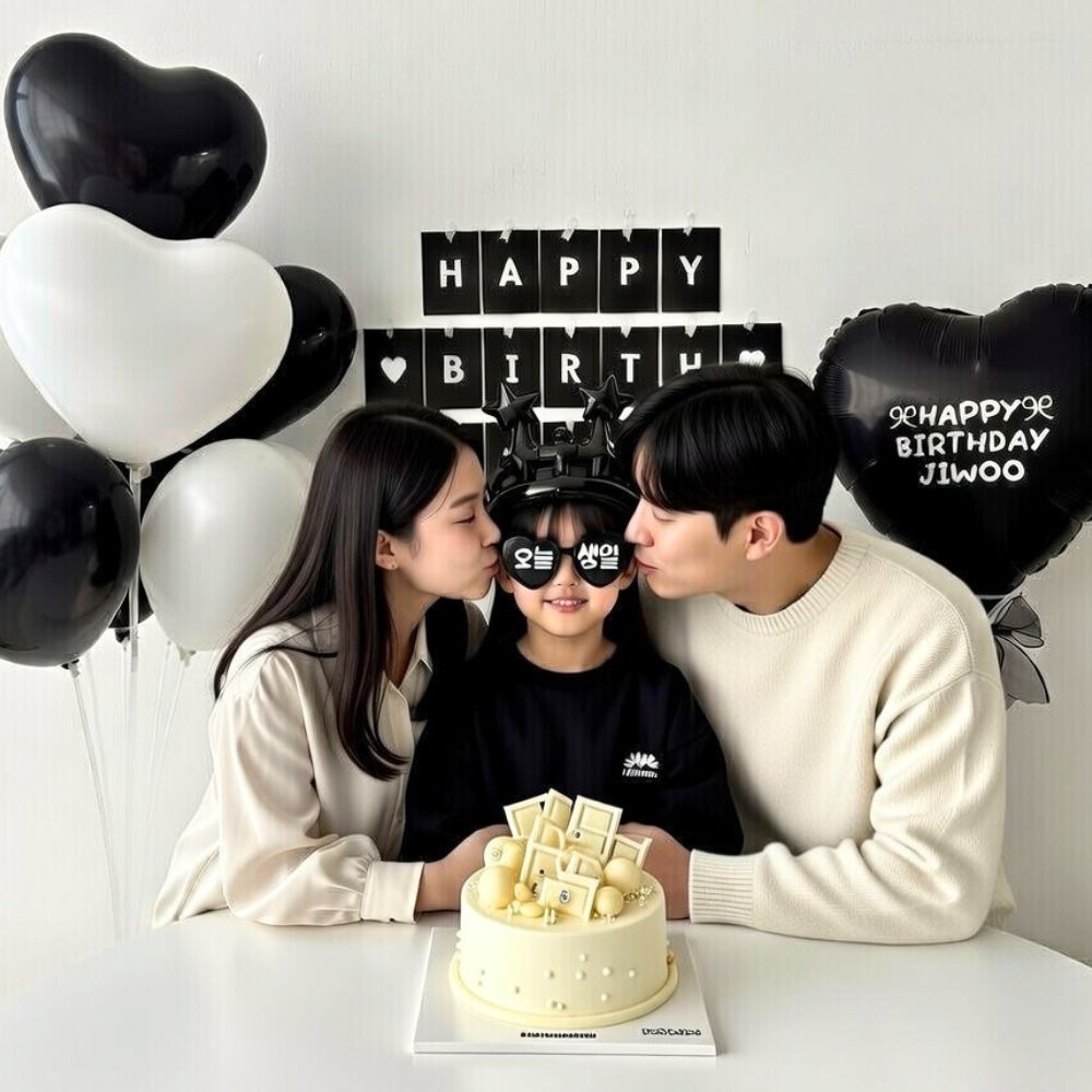 두돌생일상  아기 생일풍선 4살 5살 6살 8살 생일파티 아들 초등 블랙감성 제품 이미지
