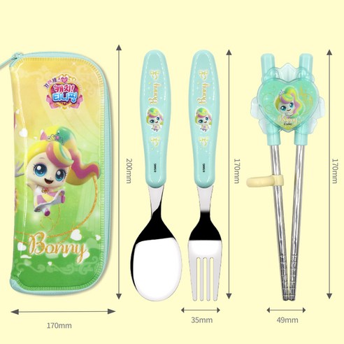 티니핑 수저세트 교정 젓가락 케이스 유아 어린이 스텐 뽀니핑3가지풀세트 이미지 7