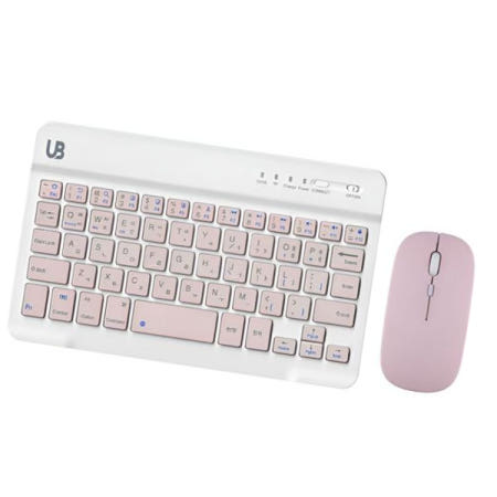 (주)유비코퍼레이션 휴대용키보드 블루투스 파스텔 무선 키보드 마우스 8in+블루투스