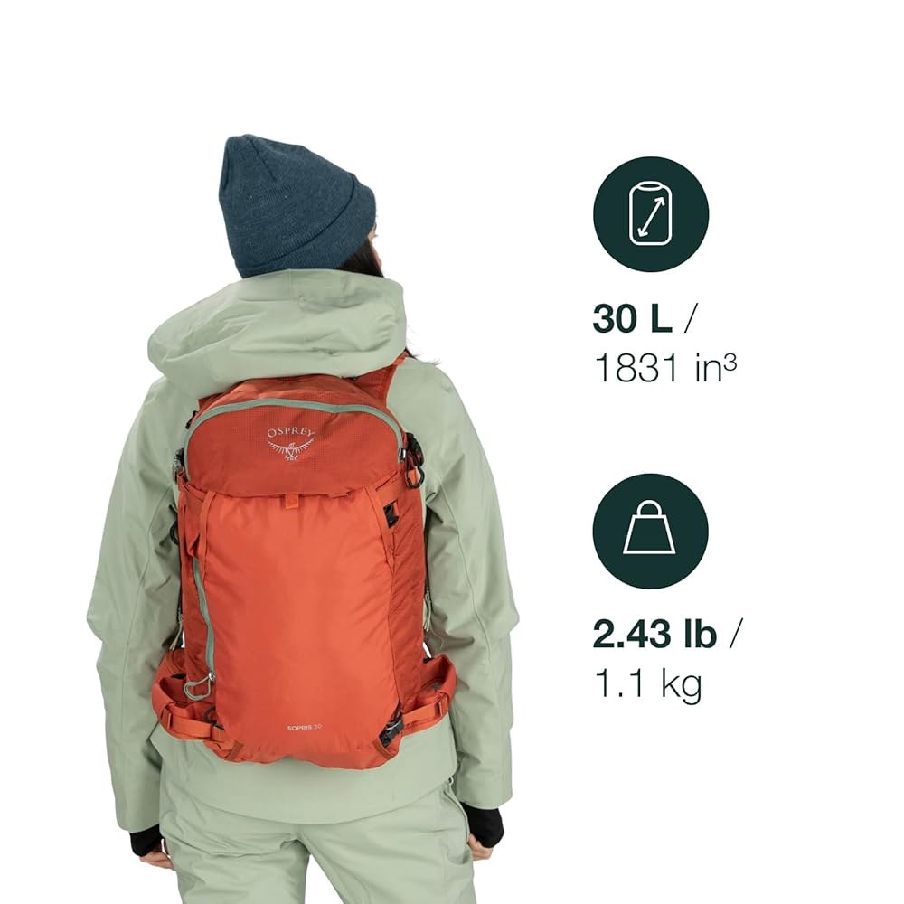 오스프리 소프리스 30L 스키 및 스노보드 백팩, 엠버글로우 오렌지 20L Emberglow Orange - 상세 이미지 2