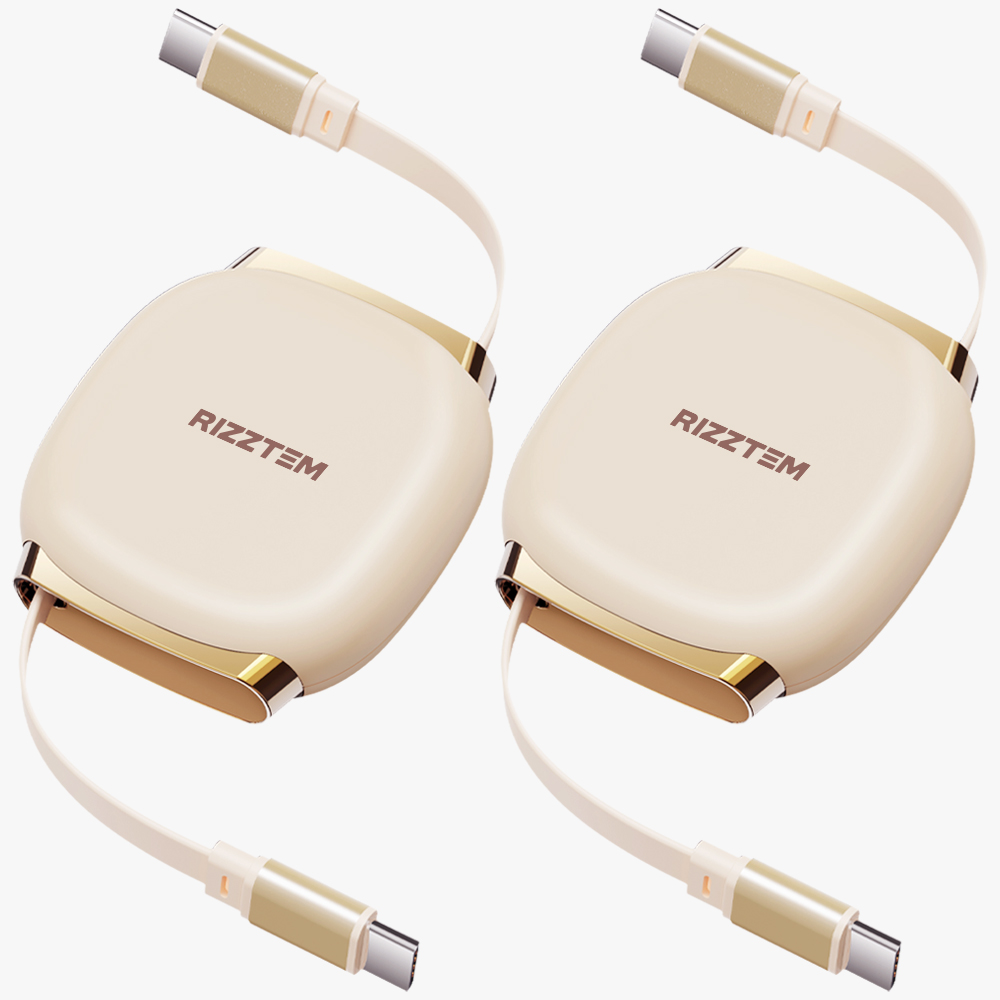 리즈템 1+1 CTOC케이블 240w 초고속 충전 릴케이블 베이지, 2개, 1m - 상품 이미지