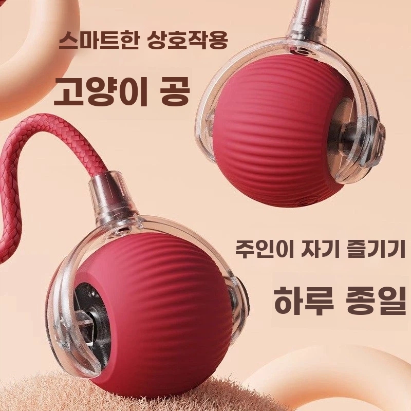 강아지 움직이는 장난감 공 혼자놀기 애견 공놀이 공던지기 A. 꼬리 굴리기 공 - 빨간색 - 상품 이미지