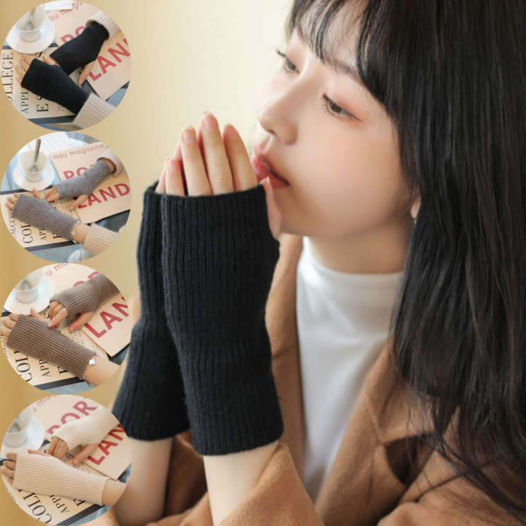 골지 니트 핸드워머 방한 니트팔토시 손토시 겨울 장갑 겨울코디 손워머 - 상품 이미지