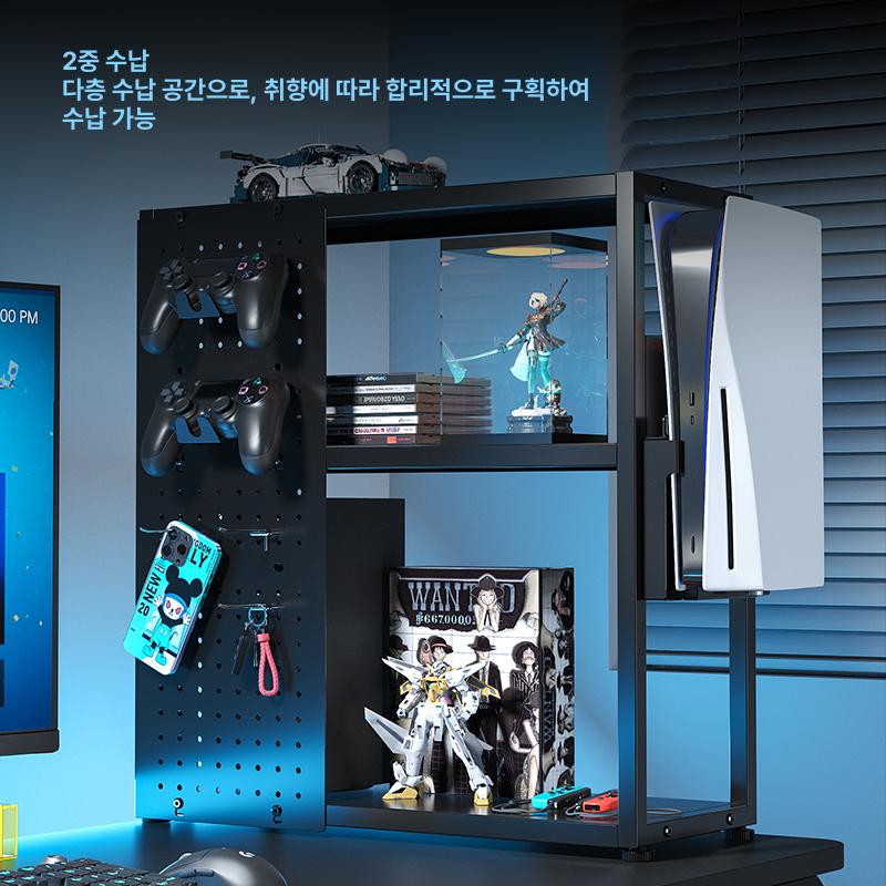 플스 수납장 PS5 PS4 게임기 선반 콘솔 정리 화이트 - 상세 이미지 3