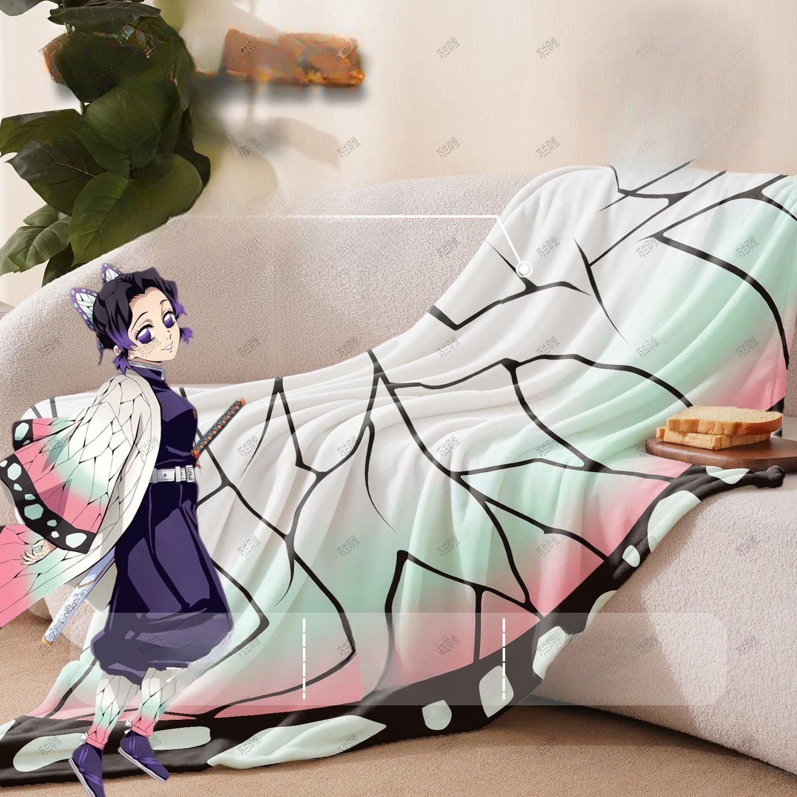 귀멸의 칼날 담요 플란넬 낮잠 무릎담요 싱글 더블 사계절 커버 귀칼 기유 80cmx120cm 무릎덮개담요 - 상품 이미지