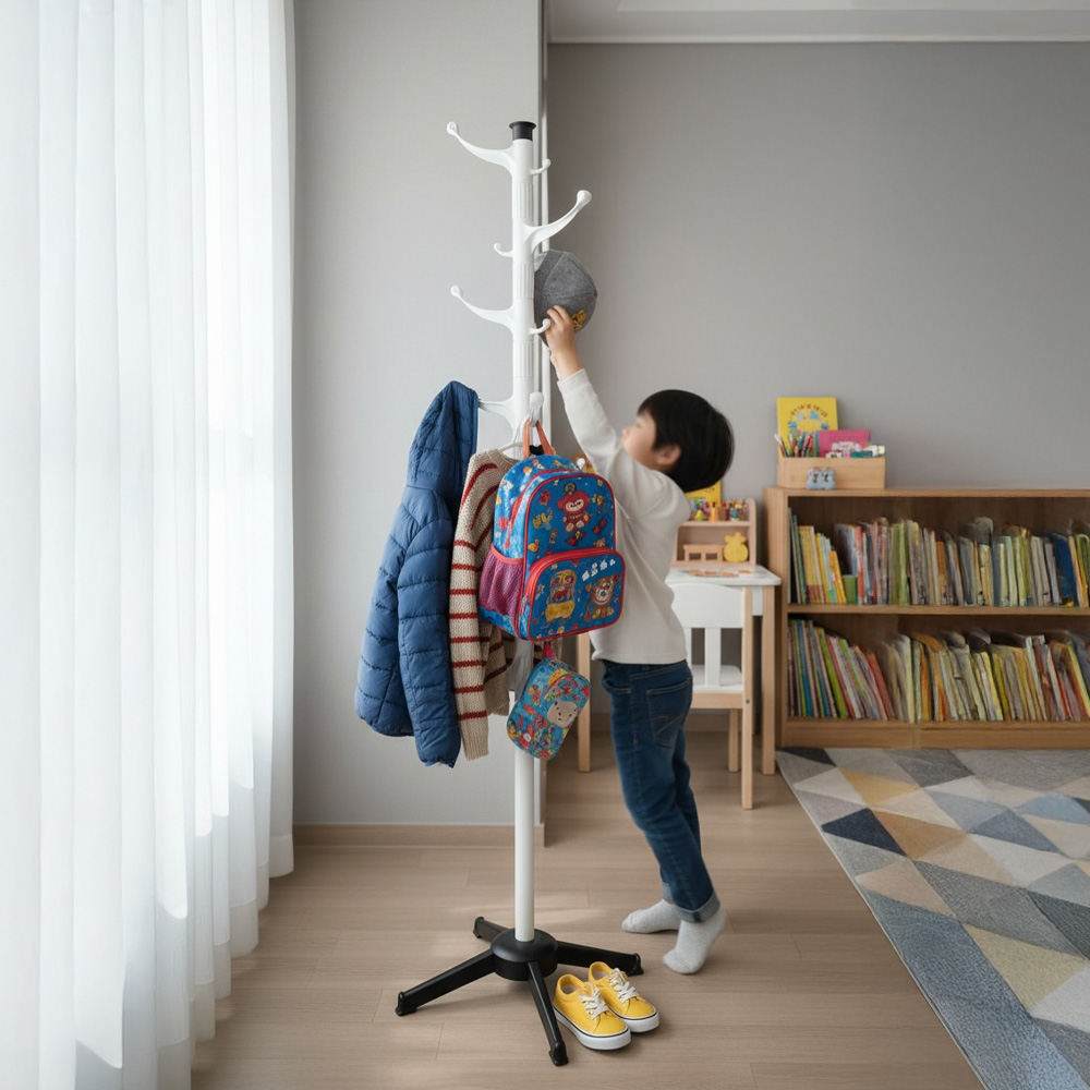 세우는 스탠드 옷걸이 스탠딩 조립식 거실 옷방 원룸 사무실 폴행거 가방 외투걸이