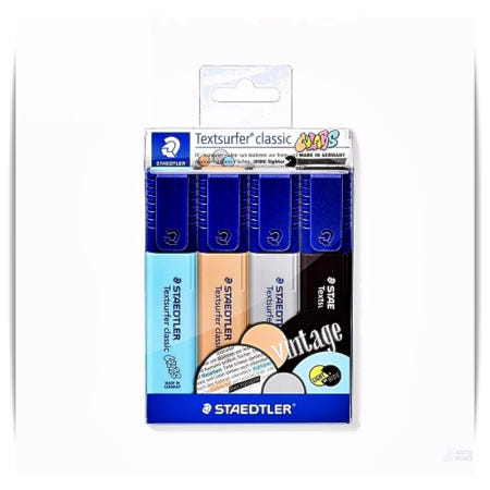 스테들러 빈티지 형광펜 4색 10개입 감성톤 문서 포인트 다꾸