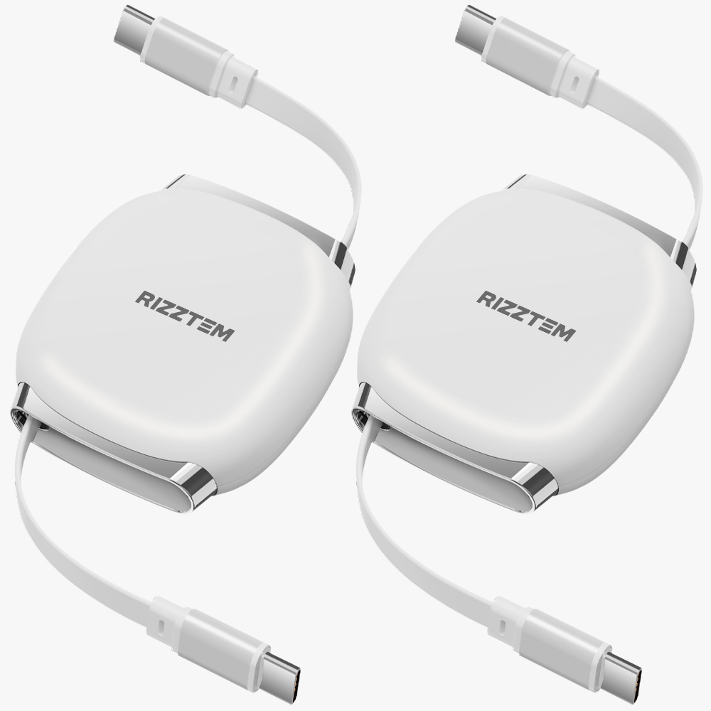 리즈템 1+1 CTOC케이블 240w 초고속 충전 릴케이블 화이트, 2개, 1m - 상품 이미지