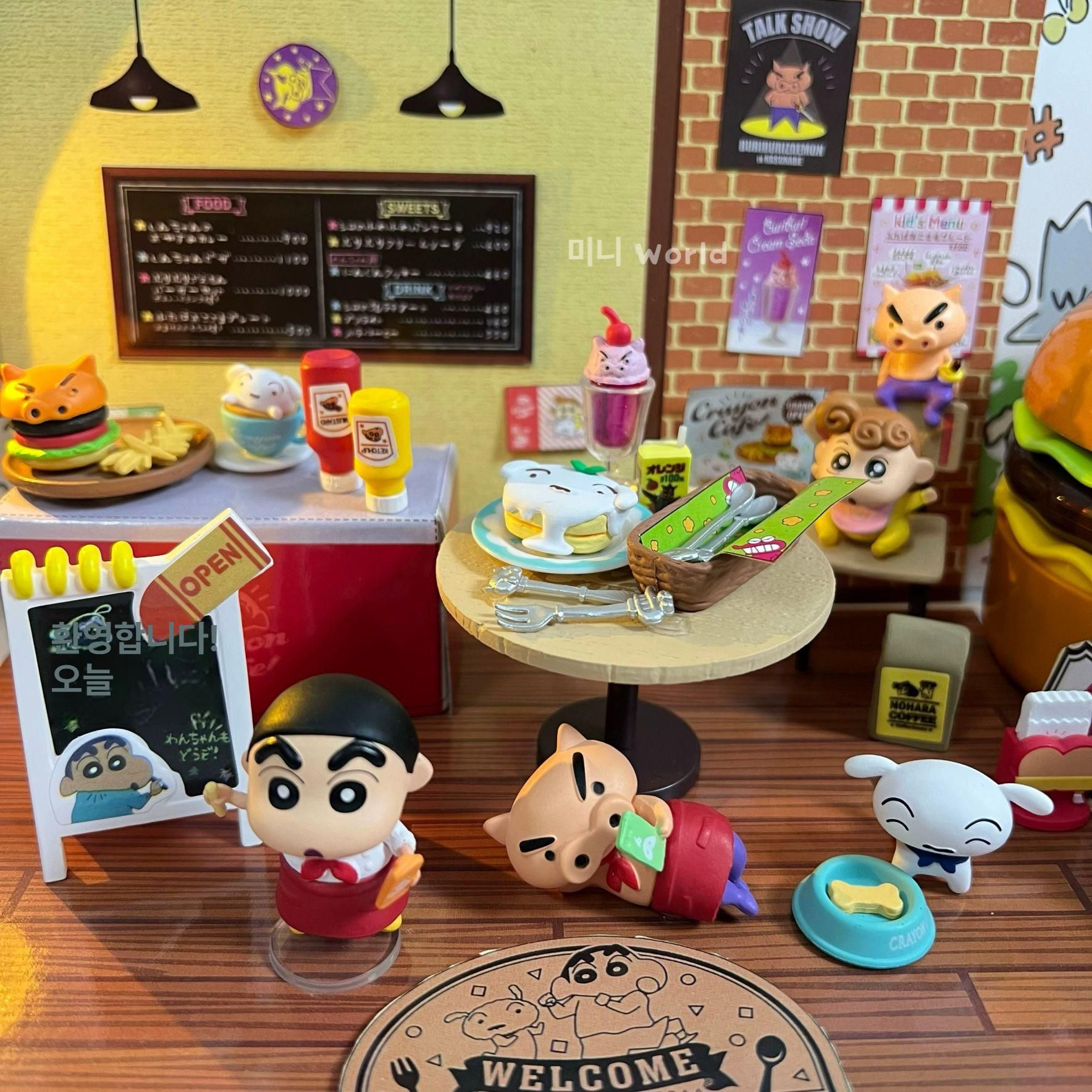 짱구 피규어 카페 레스토랑 세트 블라인드 박스 음식 모음 커피색 매장 신규 인형 8개세트 중복없음 - 상세 이미지 2