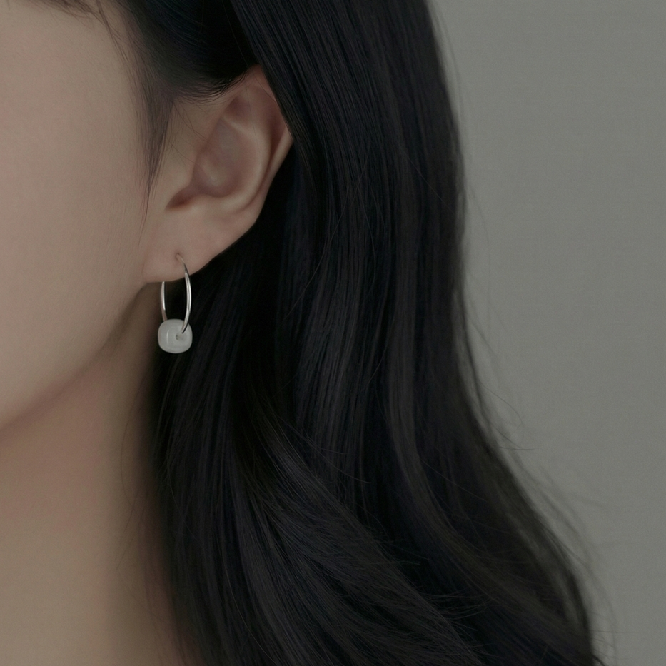 청포도 구슬 원터치 이어링 귀걸이 [화이트 그린] N048 - 상세 이미지 3