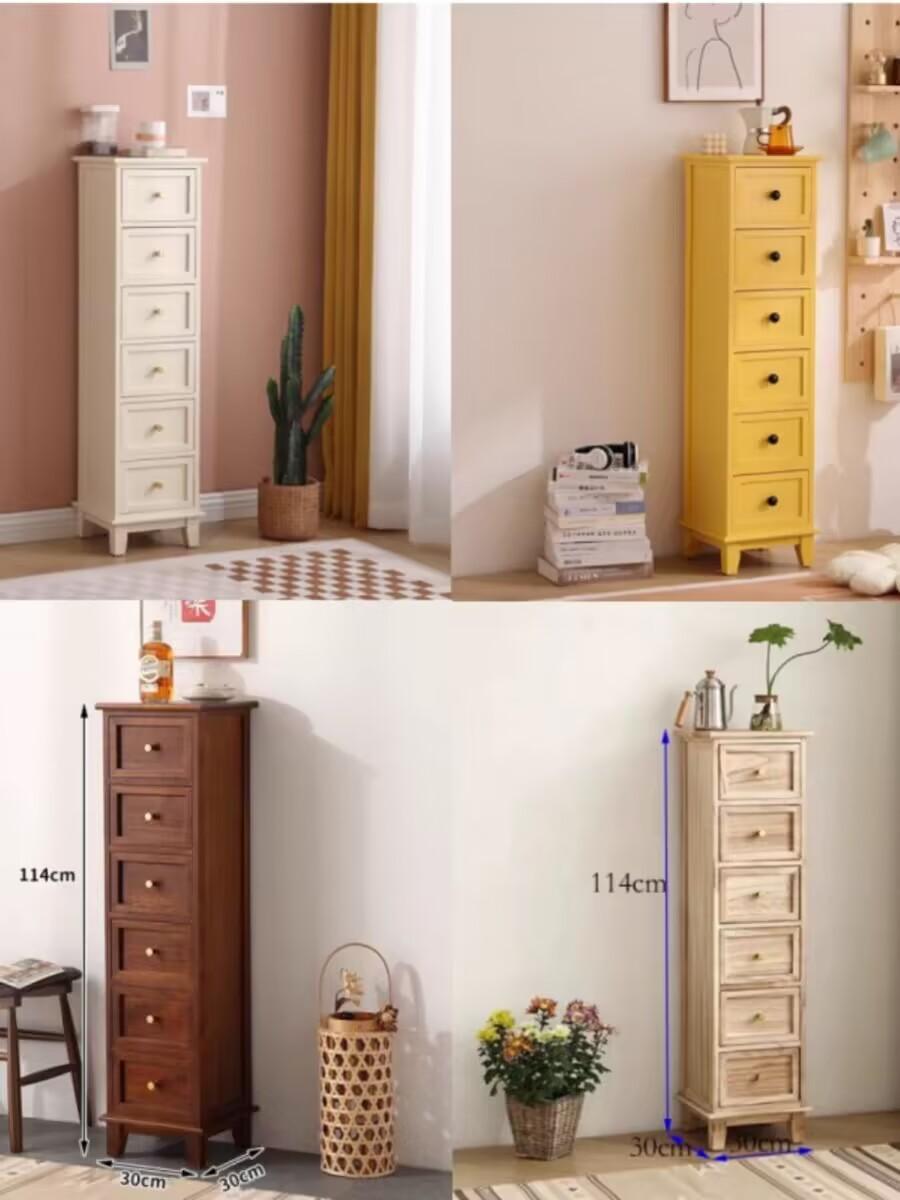 엔틱 북유럽 스타일 침실 모듈 수납 틈새 빈티지 거실 핑크 3단 서랍 30 x 30x64 완전 조립 완료 - 상세 이미지 5