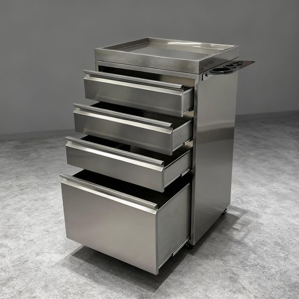 스테인리스 이동식 미용 카트 다층 트레이 작업 수납 G형 3단 35x35x80 스테인리스 - 상품 이미지