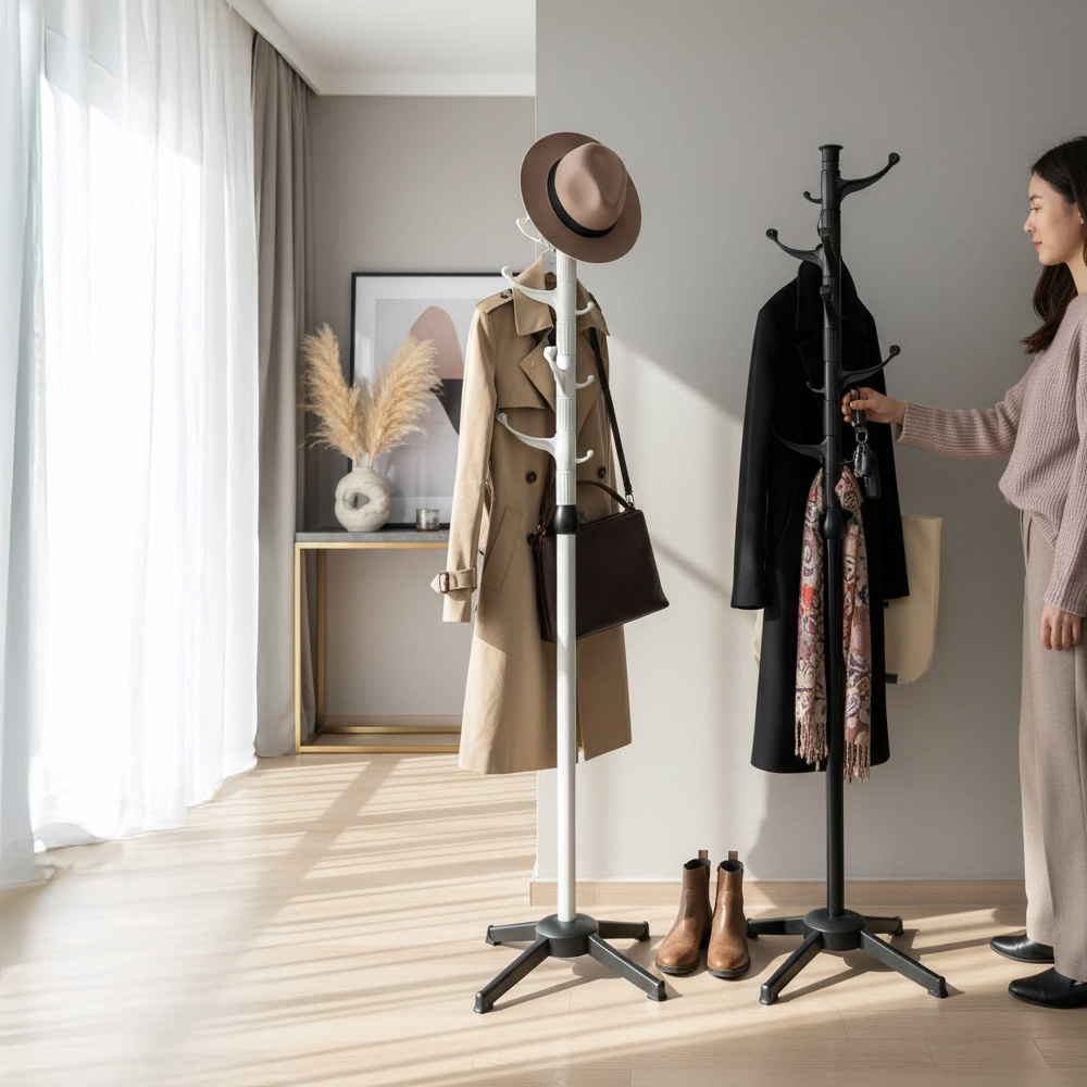 세우는 스탠드 옷걸이 스탠딩 조립식 거실 옷방 원룸 사무실 폴행거 가방 외투걸이