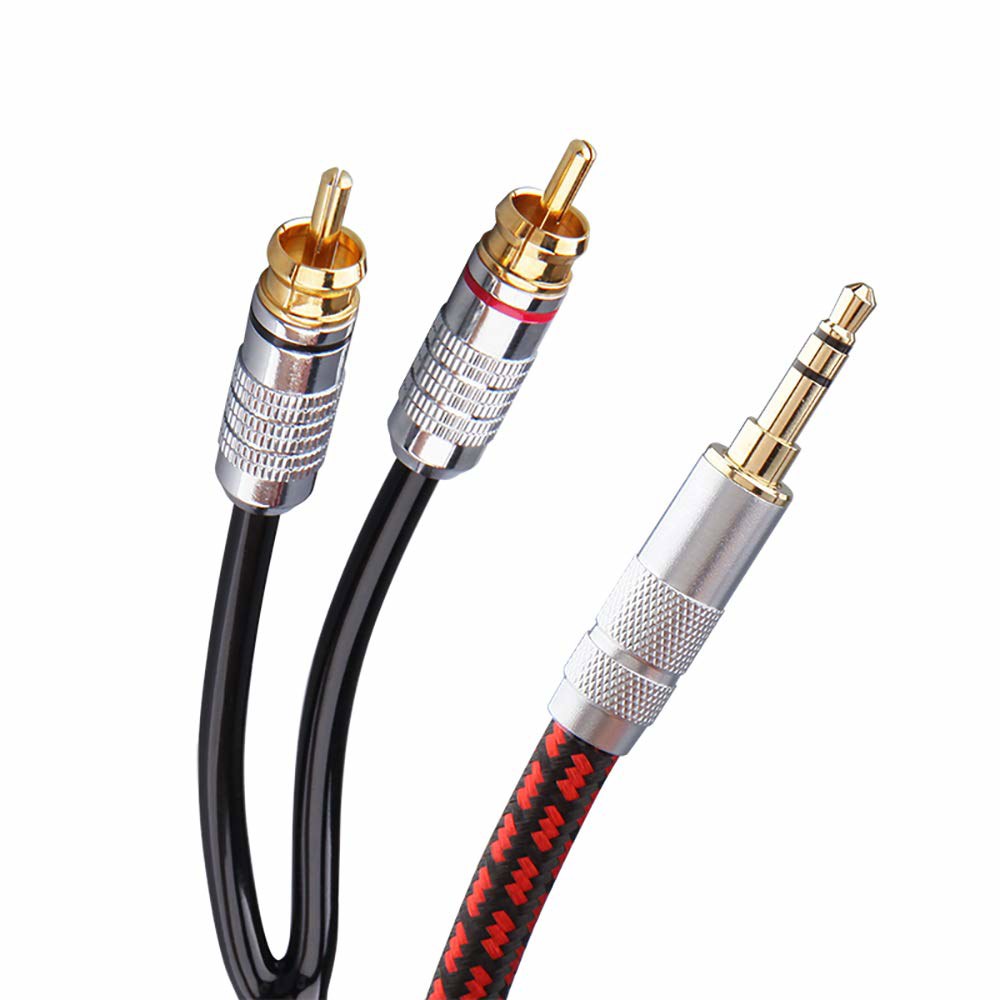 Primda Audiophile 오디오 케이블 스테레오 HDTV용 스피커, 태블릿, 2 MP3, RCA 스마트폰, 수 3.5mm (9피트)) 레드 CD, (스트레이트 - 시어터, - 상품 이미지