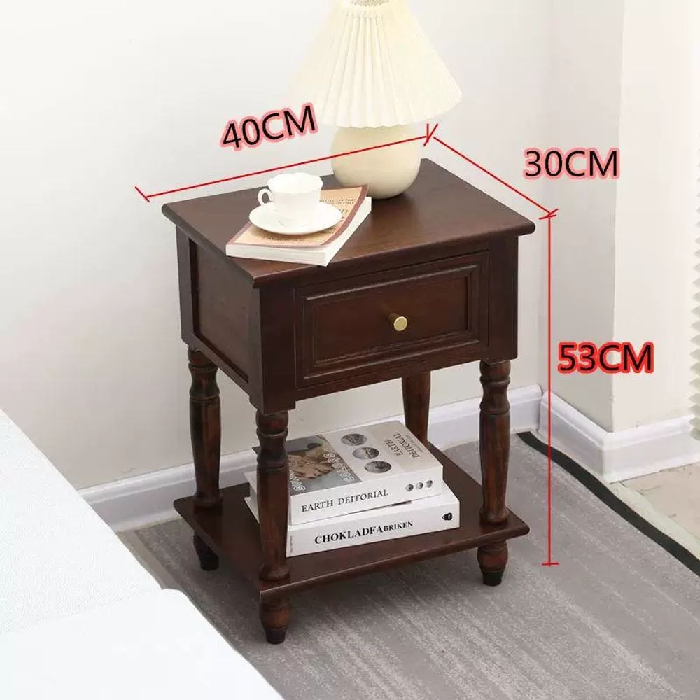2단 서랍형 협탁 화이트40cm 엔틱협탁 원목 A. 호두나무 폭 40 - 상품 이미지
