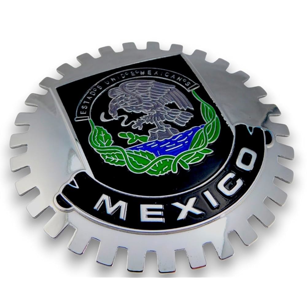 Grille Badge Mexico 블랙 크롬 트럭 국기 그릴 마운트 차량용 멕시코 플래그 - 상품 이미지