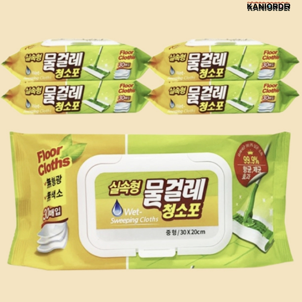 일회용 청소포 주방 물걸레 무형광 제균 티슈 바닥 클리닝 중형5개 - 상품 이미지