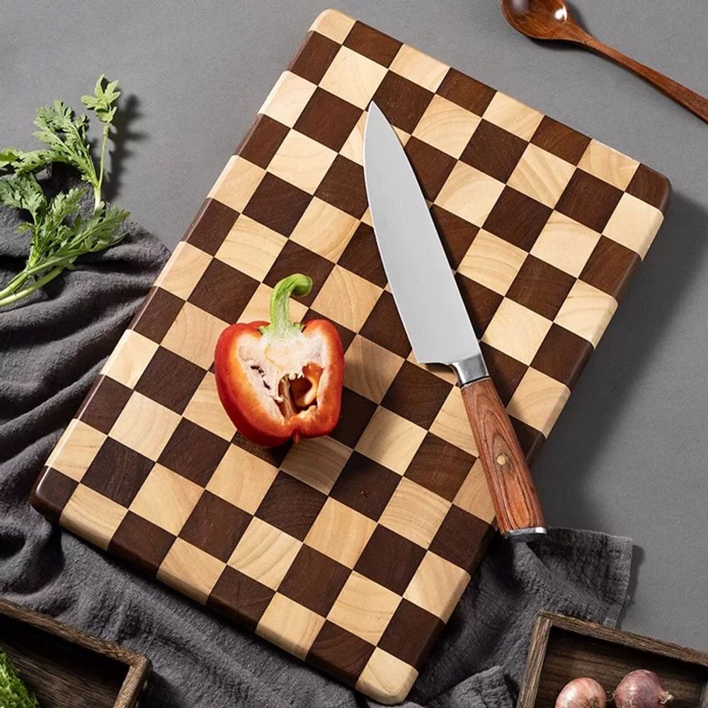 체크 대형 나무 무늬 42x30 바둑판 도마 체스 원목 A. 체스판 도마 소형 - 상세 이미지 2