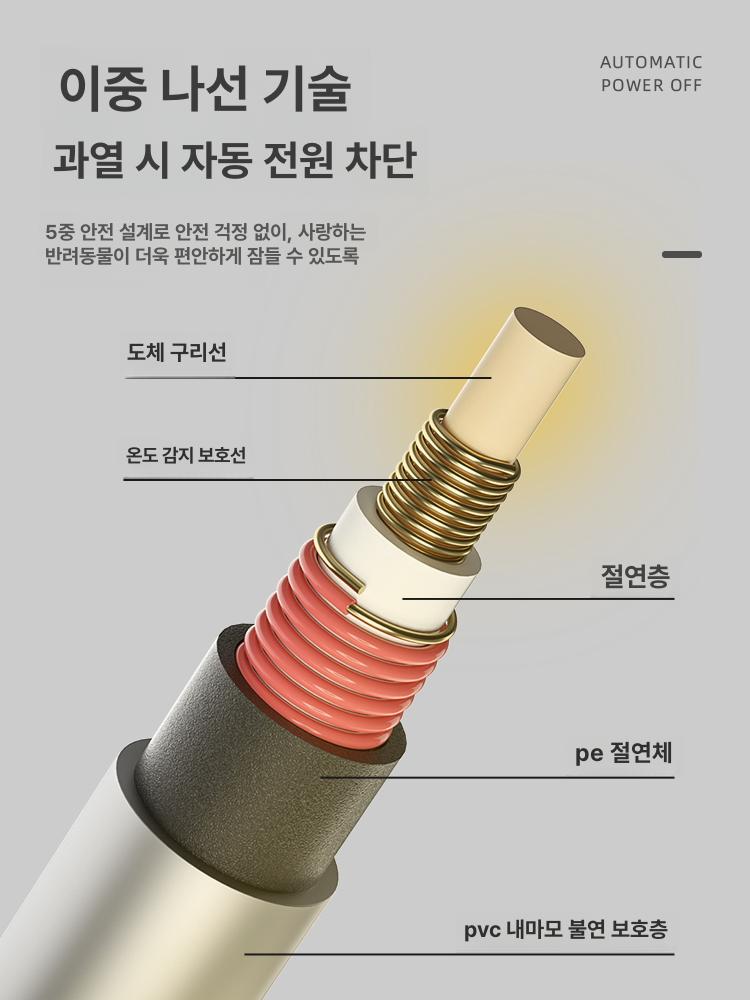 강아지 온열매트 전기장판 따뜻한 담요 방수 온도조절 어드밴스드그레이 9단 30 35cm 2.5kg - 상세 이미지 4