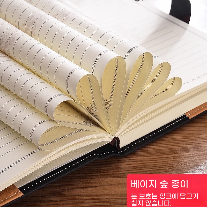두꺼운 비밀 일기장 200페이지 가죽노트 A. A5 초보자용 코드북200페이지 플레임 레드 - 상세 이미지 4
