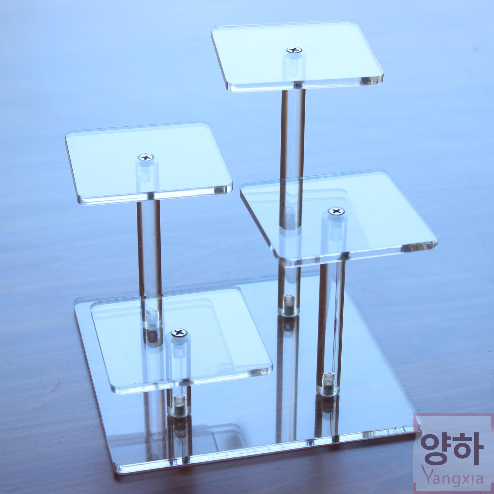 아크릴 받침대 선반형 진열대 투명 거치대 보관용 원형 투명 사각4단 - 상세 이미지 3