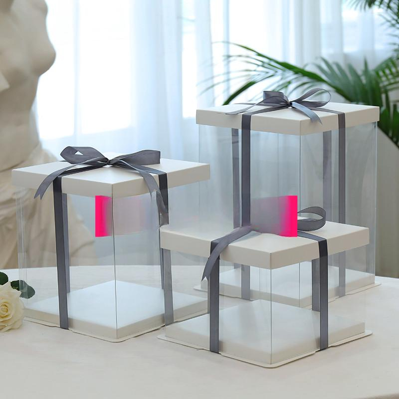 투명 케이크 상자 디저트 포장상자 선물용 답례품 포장 4인치 단일 칸 17 x 17x12 - 상품 이미지
