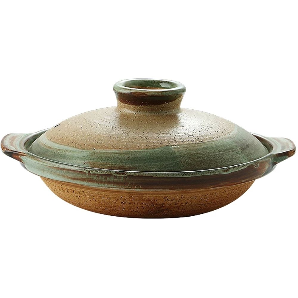 낮은 뚝배기 도자기 솥밥냄비 솥 그린 400ml 2cm 찌개 전골냄 A. 어시블루 20cm - 상품 이미지