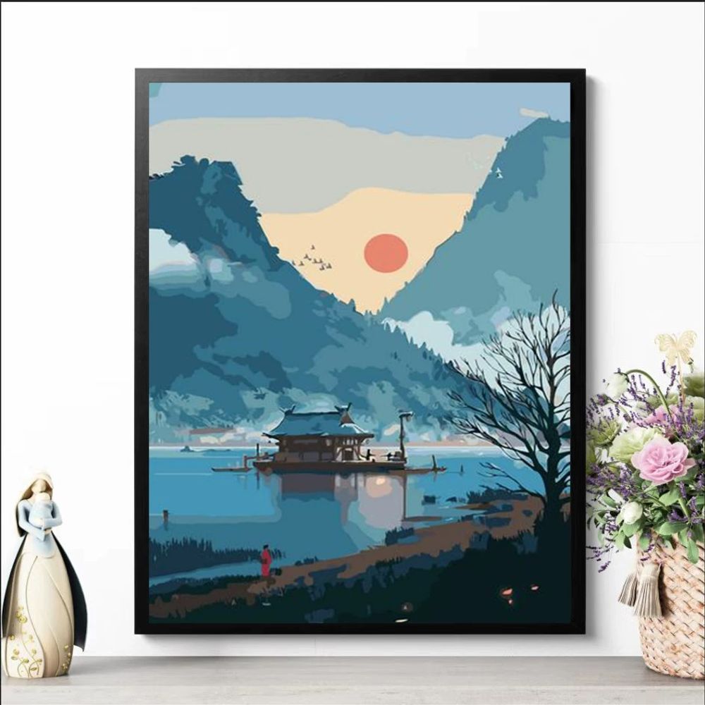 보석십자수 풍경 대형 구름 갈매기 50x70 D A. DIY 디지털 유화 풍경화 풍경 유화 거실용 수제 색칠 장식 힐링 및 미니멀리즘 스타일 - 상품 이미지
