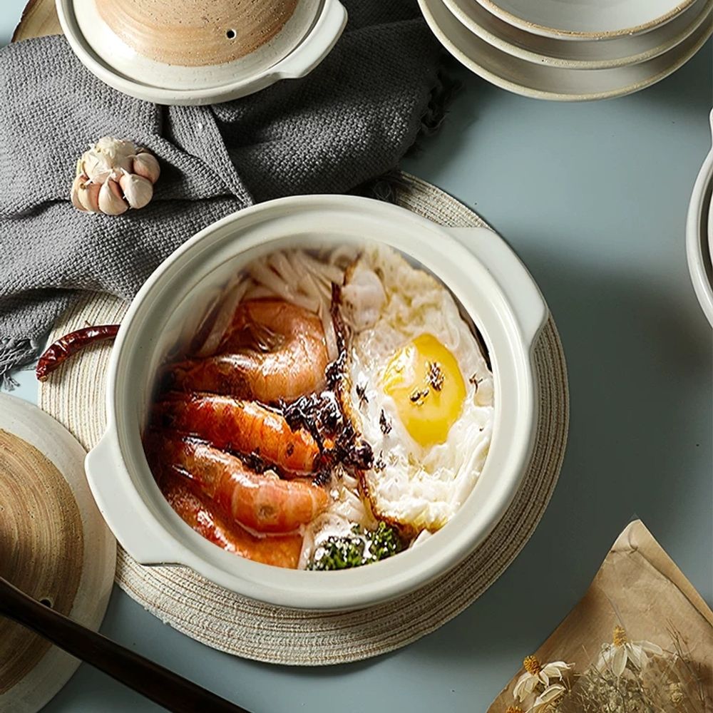 낮은 뚝배기 도자기 솥밥냄비 솥 그린 400ml 2cm 찌개 전골냄 A. 어시블루 20cm - 상세 이미지 4