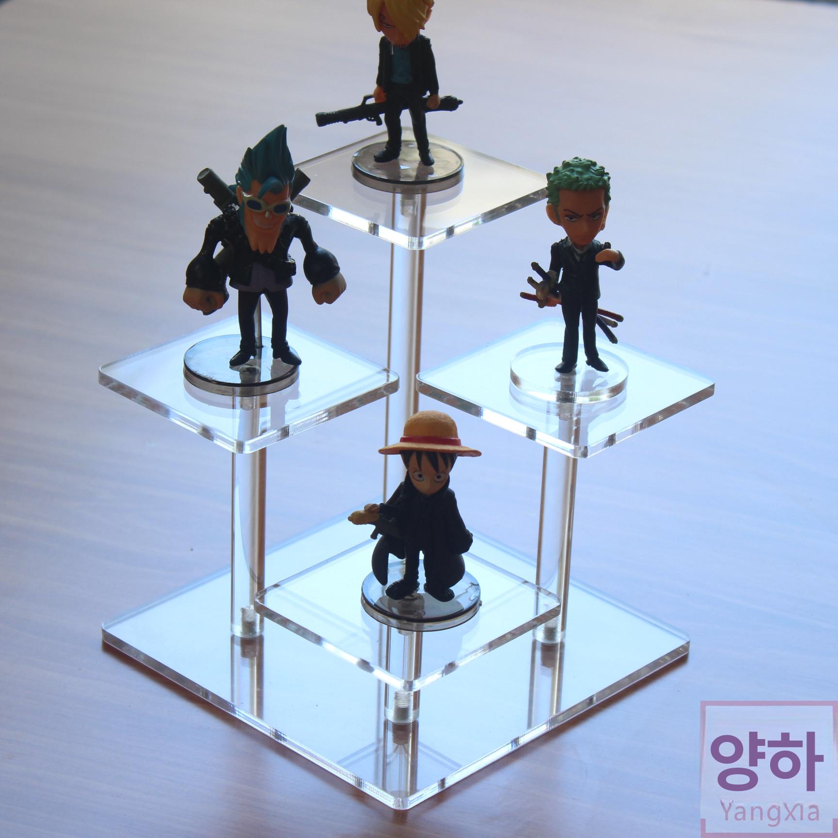 아크릴 받침대 선반형 진열대 투명 거치대 보관용 원형 투명 사각4단 - 상세 이미지 2