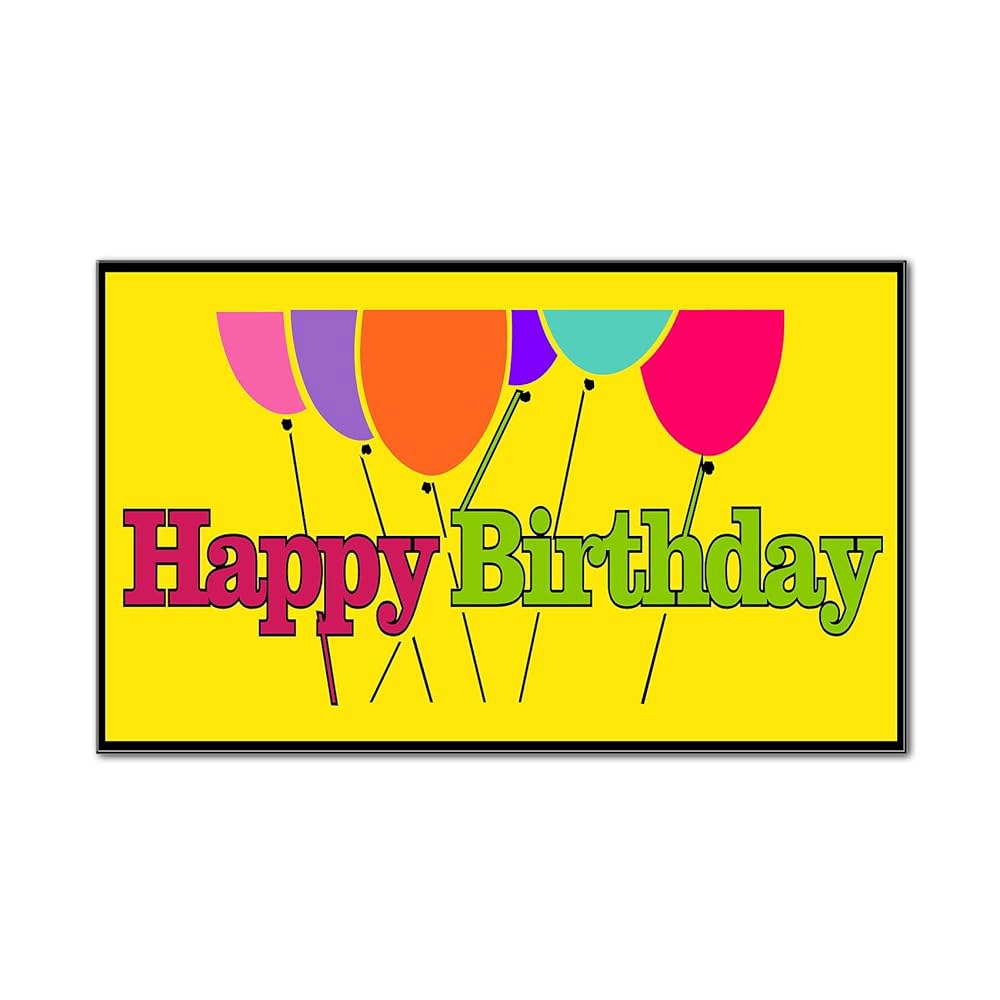 Fastasticdeals Happy Birthday 옐로우 자동차 2개 사인 문 자석 세트 30.5x22.9cm 12x9 Inches - 상품 이미지