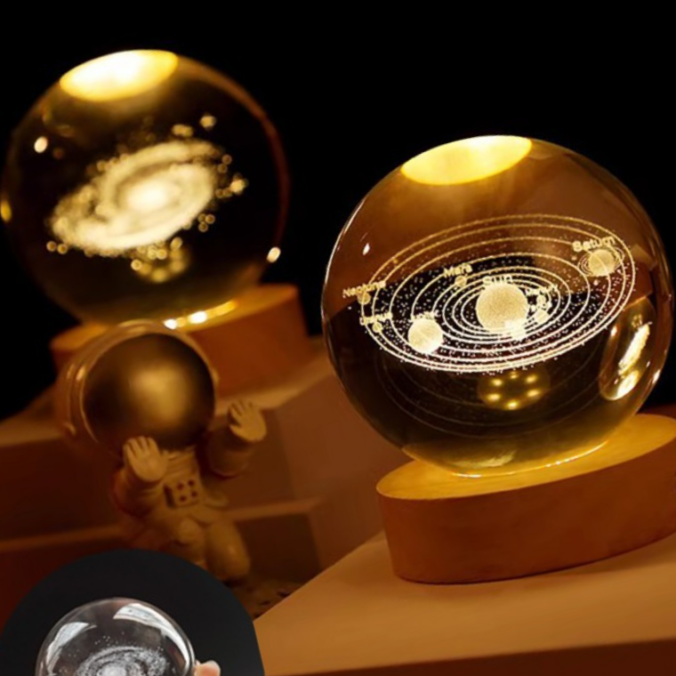 3D 수정구슬 6cm 8cm LED 유리구슬 무드등 선물 인테리어 조명 수유 크리스탈 볼 - 상품 이미지