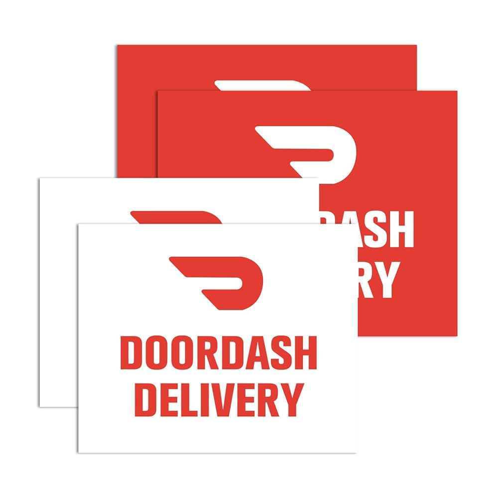 Dakchor Door Dash Delivery 자동차 4개 자석 20x25cm, 화이트, 레드 팩 앤 표지판, Light-yellow - 상품 이미지